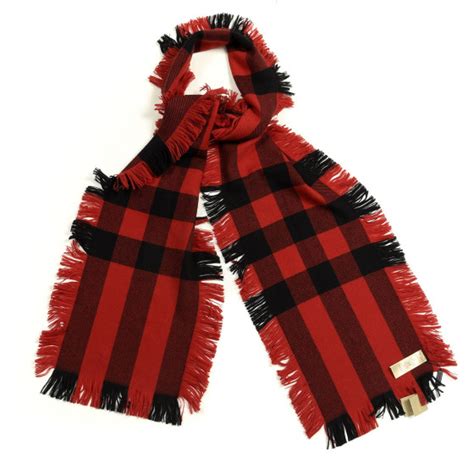 burberry half mega fringe scarf red|BURBERRY Wool Half Mega Check Fringe Scarf Red.